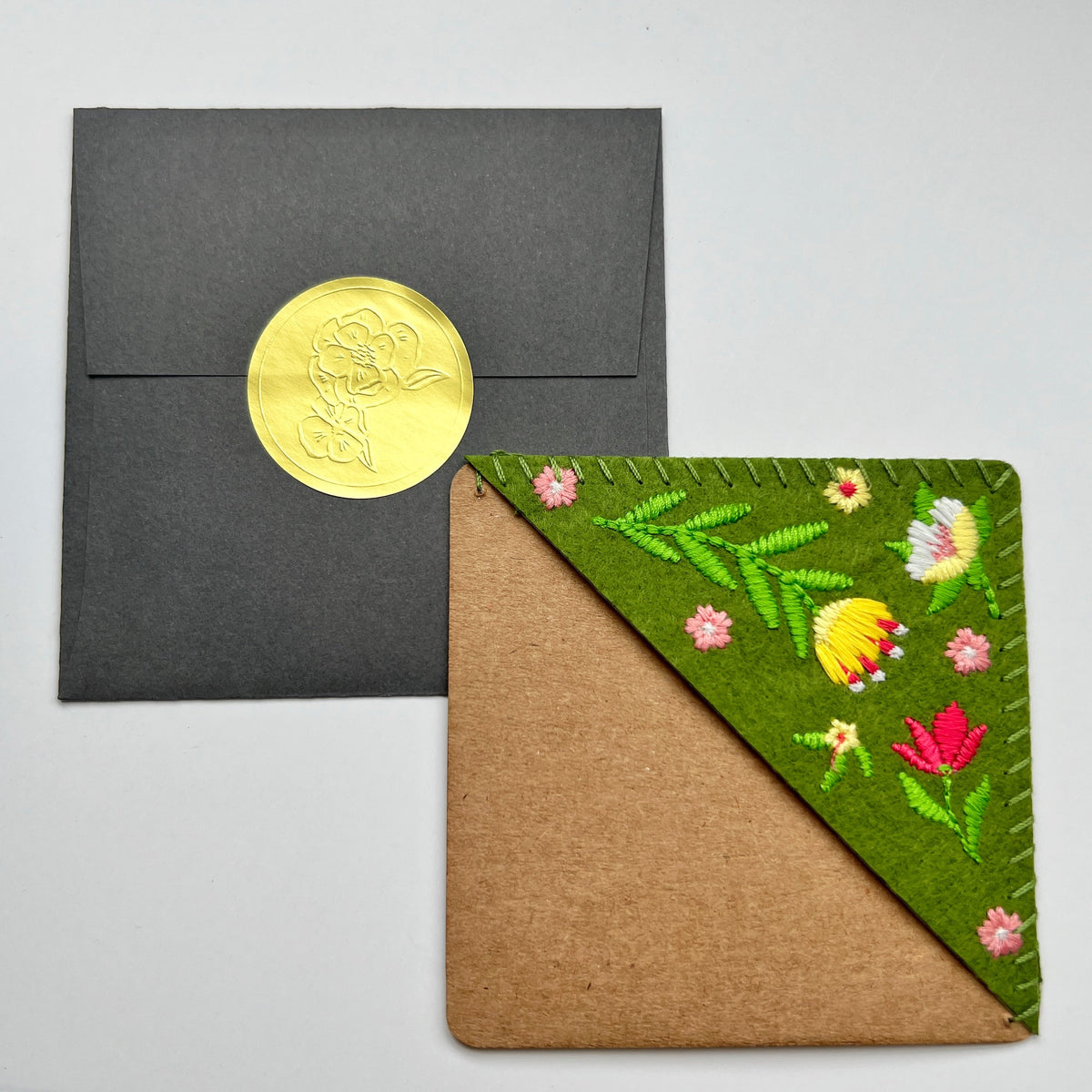 Embroidered Flower Corner Bookmarks – Gift-Ready