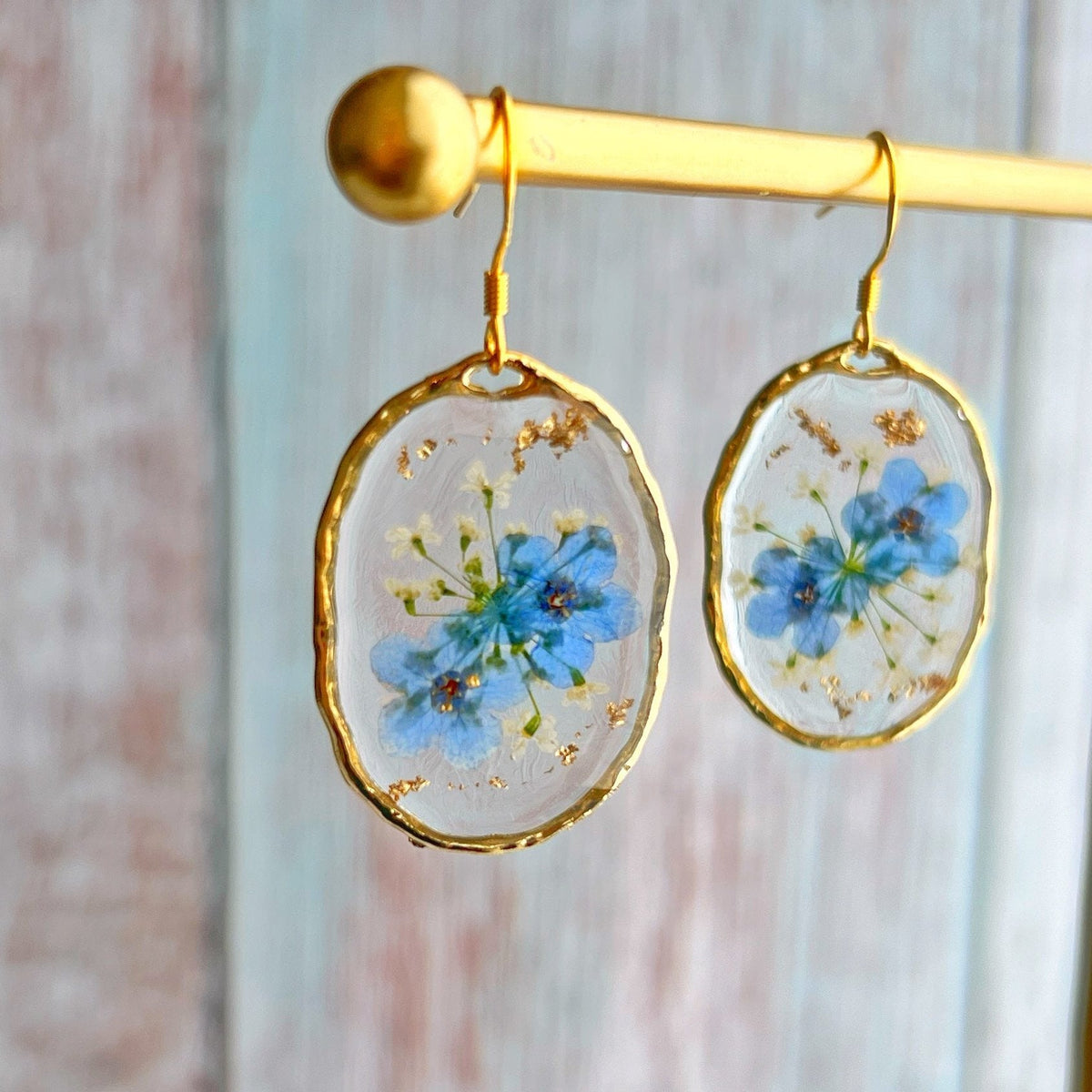 Blue Oval Earrings (Gold Vermeil)